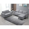 thumbnail image 1 of Puremind 2 Piece Sofa Set for Living Room, Modern Linen Fabric Sofa and Loveseat Set, L Shape Sectional Sofa Set, 2 Piece Couch Set for Apartment/Small Space, Light Gray, 1 of 8