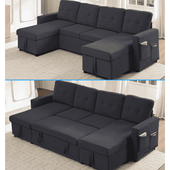 Puremind U Shaped Sectional Sleeper Sofa Bed, 2 in 1 Pull out Couch Bed ...