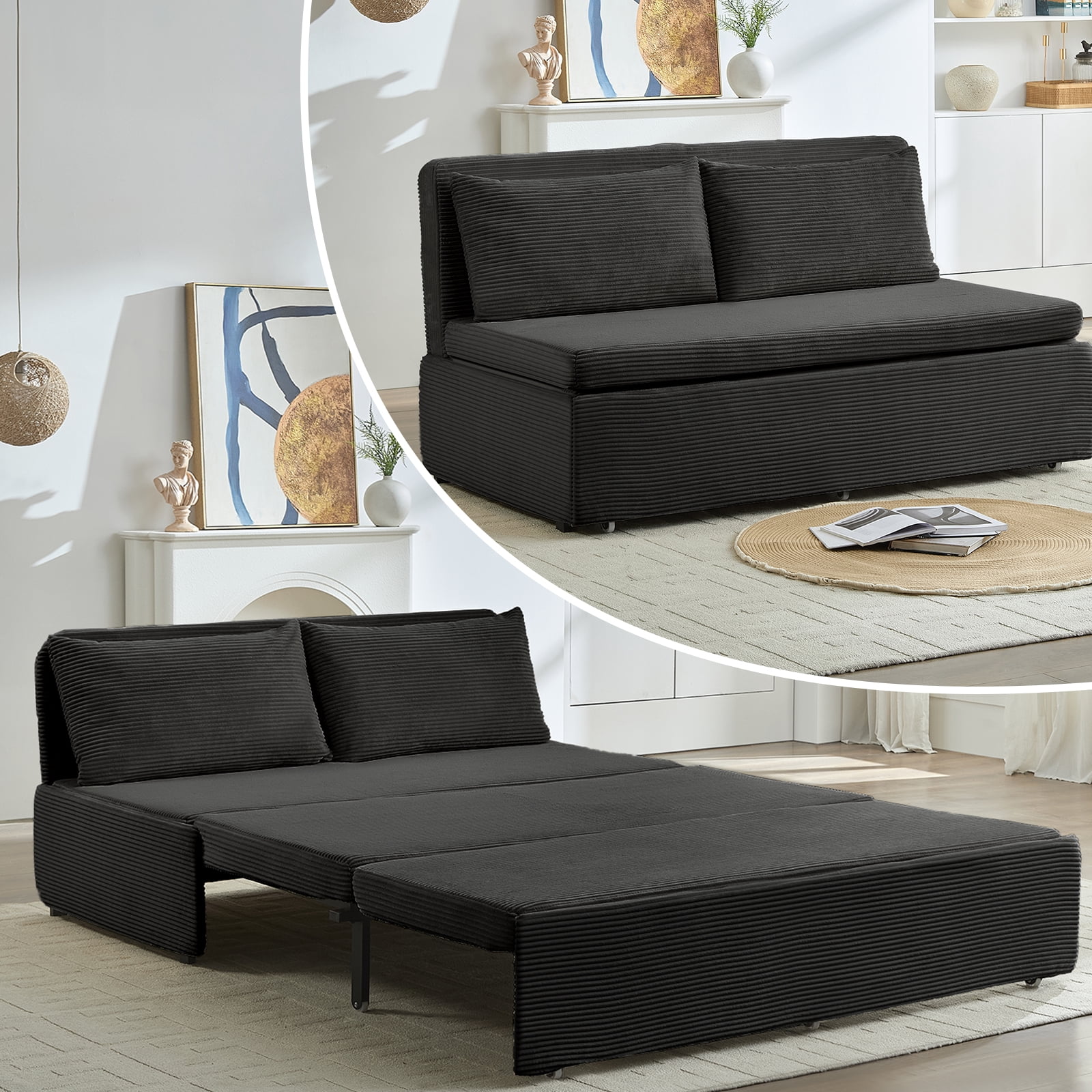 Puremind 3 in 1 Pull Out Sofa Bed, Queen Size Convertible Sleeper Sofa ...