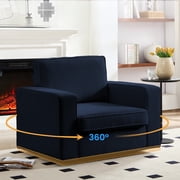 Puremind 360° Swivel Accent Chair for Living Room, 41"W Oversized Chenille Accent Armchair with Wide Armrests, Single Sofa Chair Reading Chair, Blue