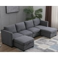 Puremind 6PCS Modular Sectional Sofa with Ottomans, Convertible UShaped Couch with Storage