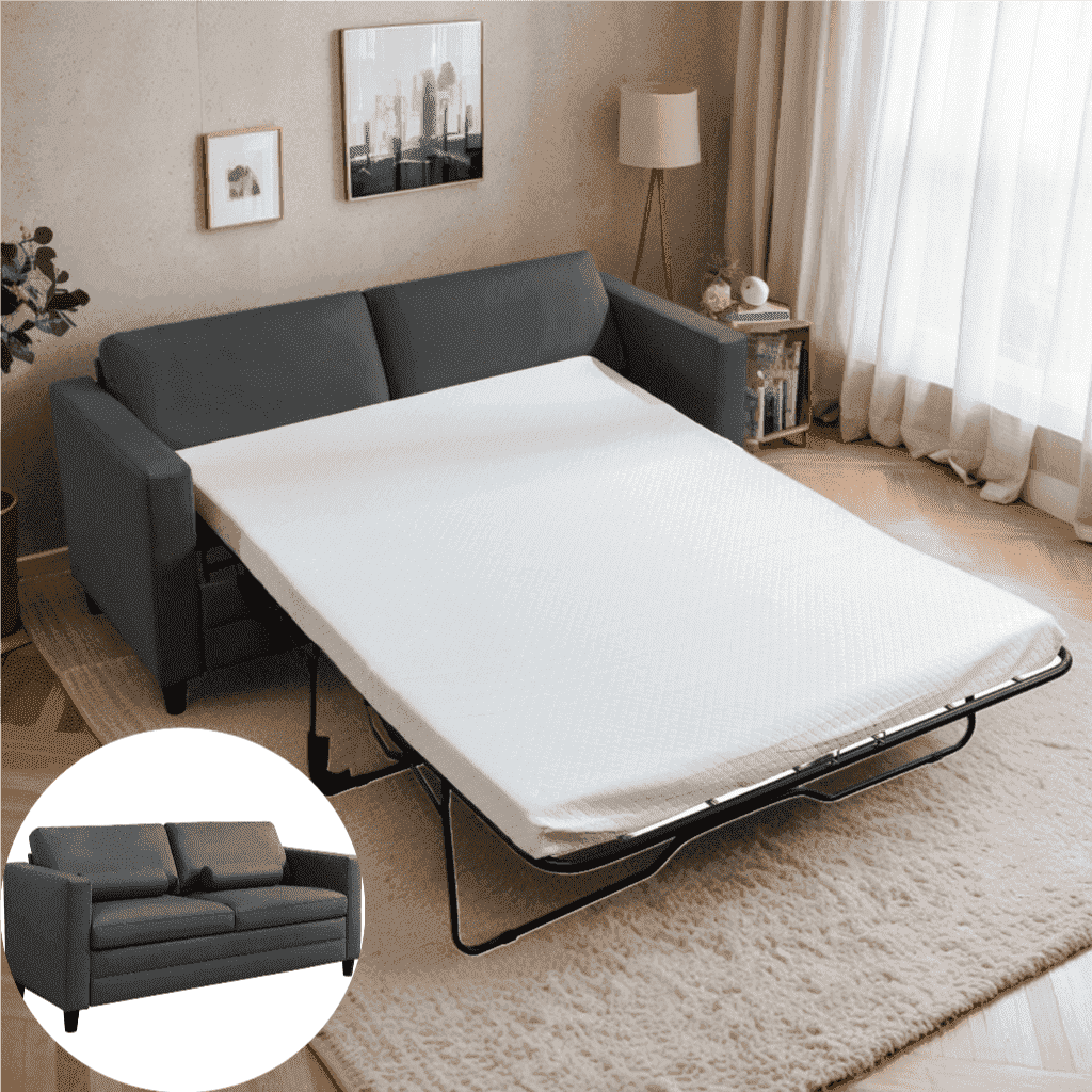 Puremind Pull Out Sofa Bed with Mattress, Queen Size Sleeper Sofa with ...