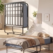 Puremind Folding Bed with 5 Inch Mattress Included, 75 x 31 Rollaway Bed for Adults, Space-Saving Portable Bed with Headboard and Dust Cover