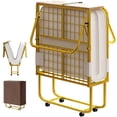 thumbnail image 1 of Puremind Folding Bed with 5” Mattress Included, Temporary Bed for Guests and Families, 75"x31" Size Bed Frame, Space-Saving Rollaway Bed with Lockable Rollers, Upgraded (A+), Gold, 1 of 8