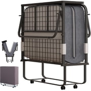 Puremind Folding Bed with 5 Inch Mattress Included, 75 x 46 Rollaway Bed for Adults, Space-Saving Portable Bed with Headboard and Dust Cover