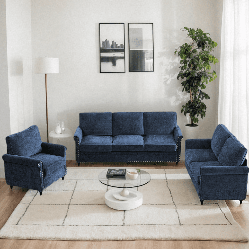 Puremind Living Room Furniture Sets, 3 Piece Sofa Set, Chenille ...