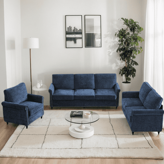 Puremind Living Room Furniture Sets, 3 Piece Sofa Set, Chenille ...