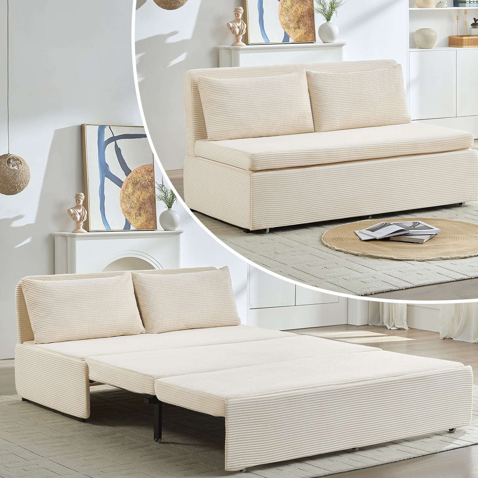 Puremind 3 in 1 Pull Out Sofa Bed, Queen Size Convertible Sleeper Sofa ...