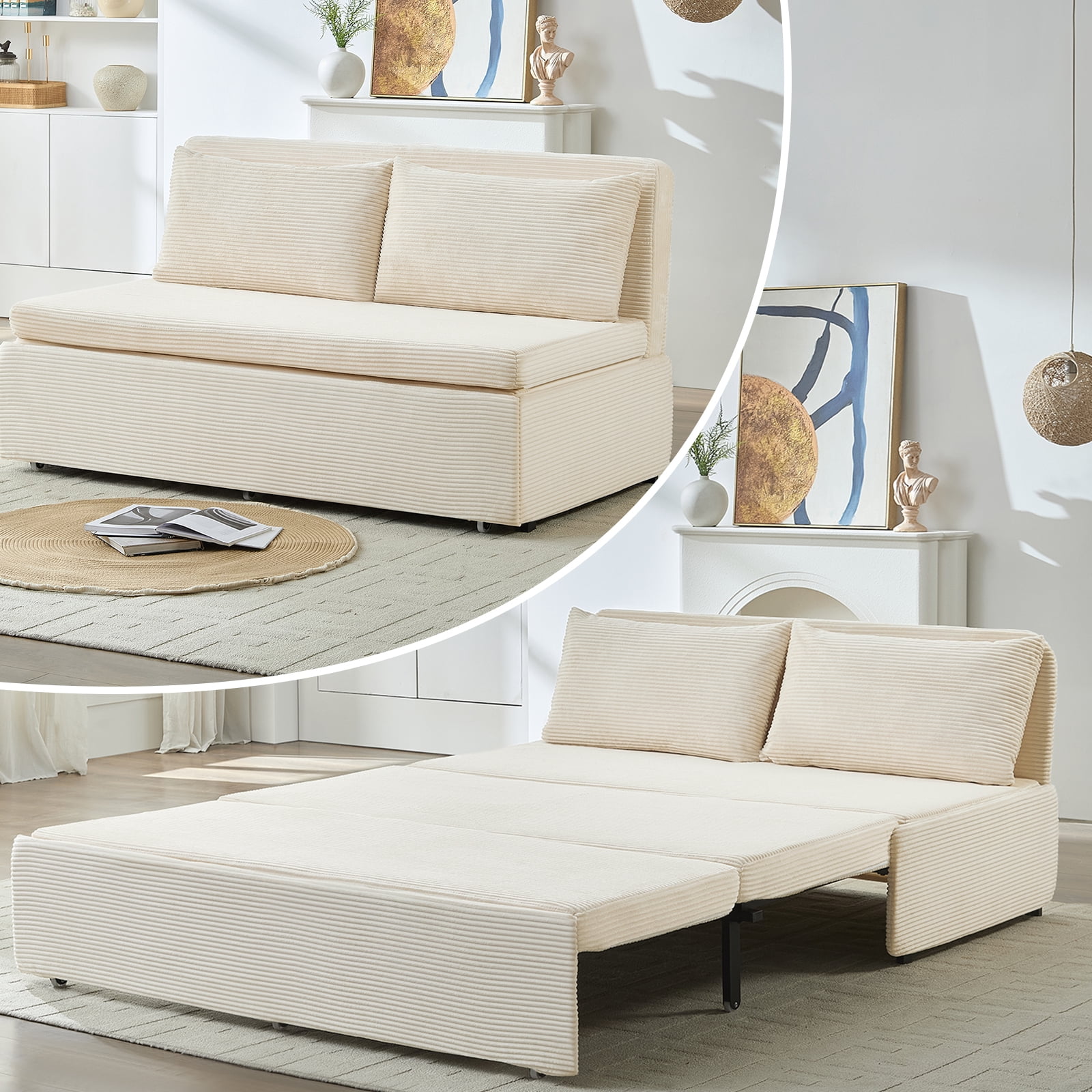 Puremind 3 in 1 Pull Out Sofa Bed, Queen Size Convertible Sleeper Sofa ...