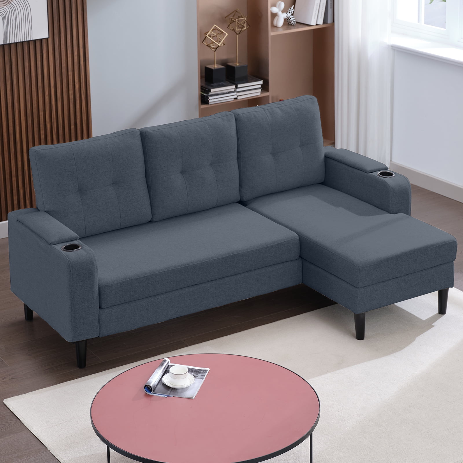 Puremind Sectional Sleeper Sofa with Pull Out Bed, Modern Sectional