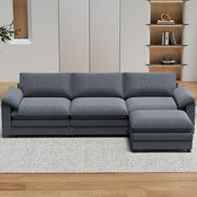 Puremind 117" Convertible Sectional Sofa with Movable Ottoman, L Shaped Couch, Comfy Cloud Couch, 3 Seater Modular Sofa for Living Room/Apartment, Dark Gray