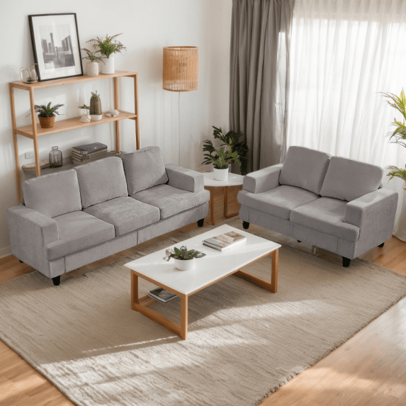 PUREMIND, Sofa and Loveseat, 2 Piece Living Room Furniture Set, Gray ...