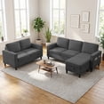 thumbnail image 1 of Puremind 2 Piece Sofa Set for Living Room, Linen Fabric Sofa and Loveseat Set, L Shape Sectional Couch Set with Storage Ottoman for Apartment/Small Space, Dark Gray, 1 of 7