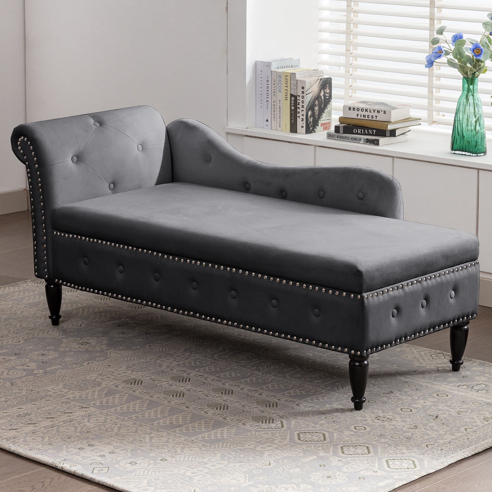 Uspridefurniture Quiroz Chaise Lounge, Gray