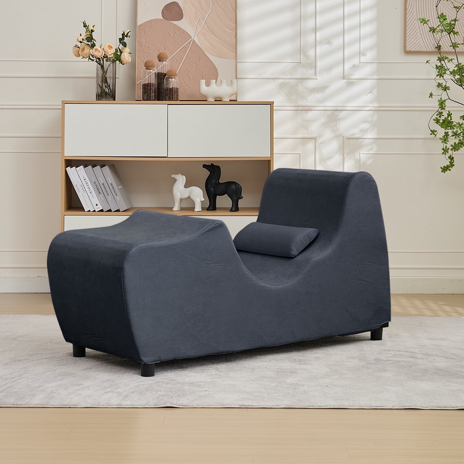 Furniture Yoga Chaise Lounge Chair Curved Modern Chaise Lounger