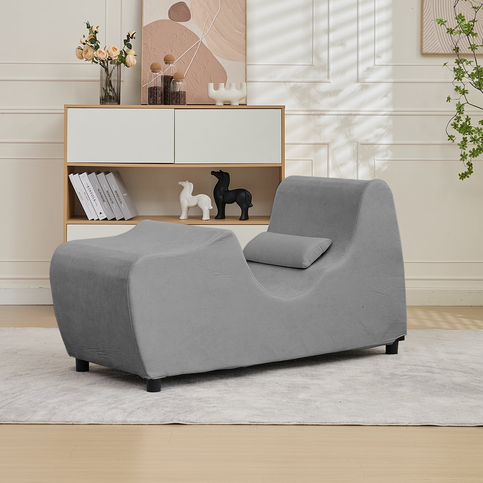 SYFERLORY Yoga Chaise Lounge Chair With Ottoman & Lumbar Pillow - High Density Foam For Stretching & Relaxation