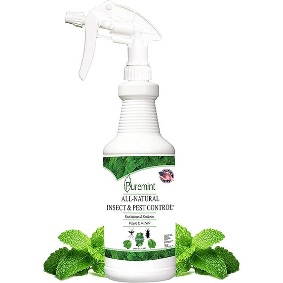 Puremint Insect & Pest Control, Powerful & Natural 5% Peppermint Oil Spray for Ants, Spiders, Bed Bugs, Dust Mites, Roaches and More - Indoor and Outdoor Use, 16 fl oz Pint