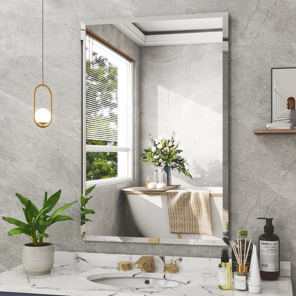 Puremirror 36"x48" Rectangular Bathroom Wall Mirror Frameless Vanity Mirror