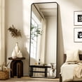 thumbnail image 1 of Puremirror 56"x21" Rounded Corner Floor Mirror Full Length Mirror with Metal Frame, Black, 1 of 6