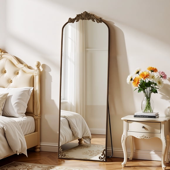 Puremirror 66"x 21" Vintage Arched Full Length Mirror Floor Mirror with Metal Frame, Antique Bronze