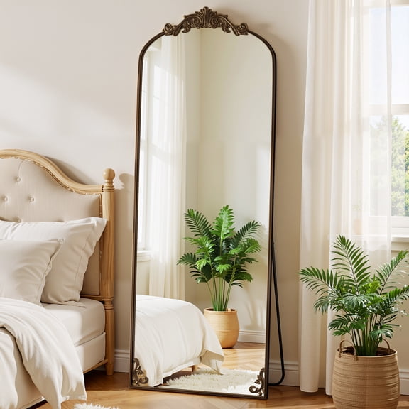 Puremirror 72"x 24" Vintage Arched Full Length Mirror Floor Mirror with Metal Frame, Antique Bronze