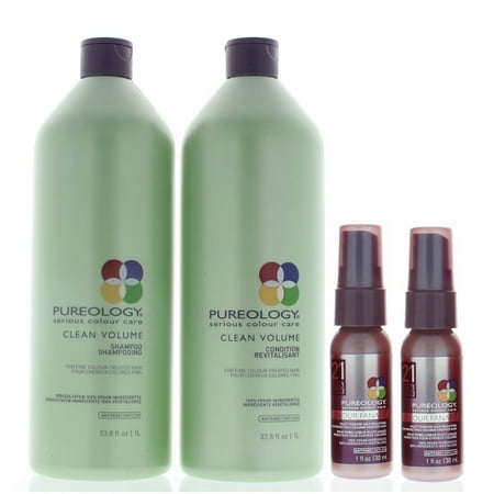 Pureology Clean Volume Shampoo and Conditioner 33.8oz Duo and 2 Free Pureology Colour Fanatic Multi-Task