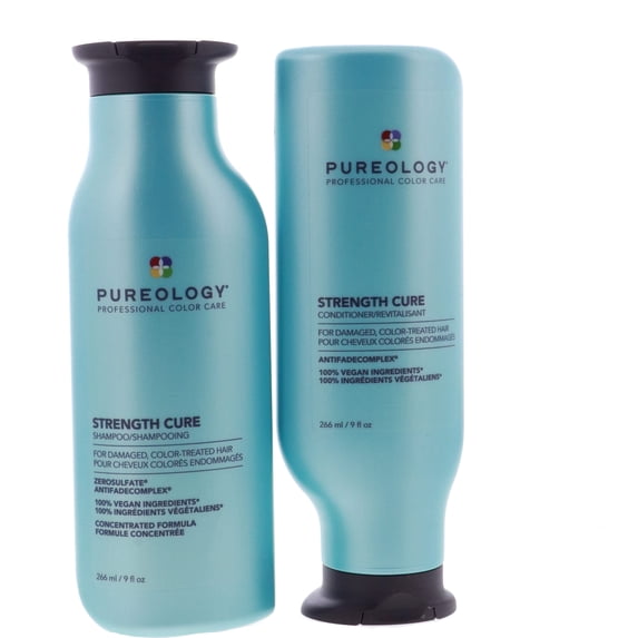 Pureology Strength Cure Shampoo and Conditioner For Damaged Hair 9 oz Duo Set