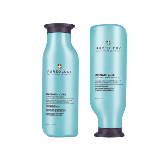 Pureology Strength Cure Shampoo & Conditioner Duo Set (9 oz / 266ml) – Sulfate-Free Fortifying Formula for Damaged & Color-Treated Hair