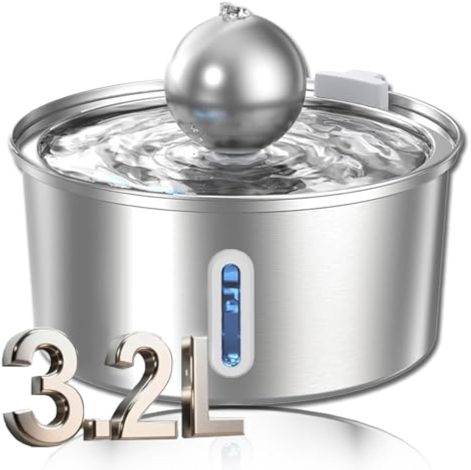Purepaw Dog Water Fountain,Pawquench Automatic Pet Water Fountain,Cat Water Fountains,3.2L,Ultra-Quiet Stainless Steel,Deeper Drinking Area,for Dog,Cat or Pet (B)
