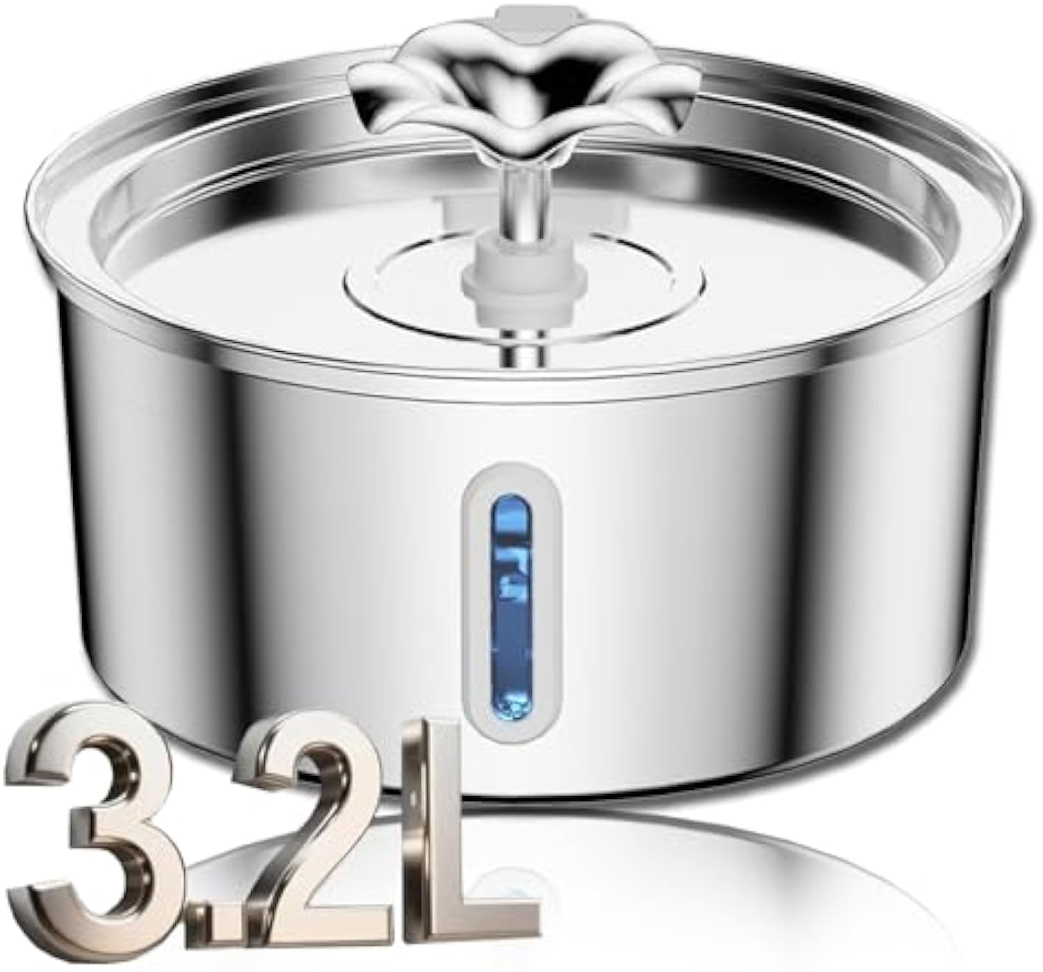 Purepaw Dog Water Fountain,Pawquench Automatic Pet Water Fountain,Cat Water Fountains,3.2L,Ultra-Quiet Stainless Steel,Deeper Drinking Area,for Dog,Cat or Pet (A)