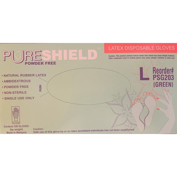 Puresheild Powder Free Latex Gloves Bx/ 100 Size Large