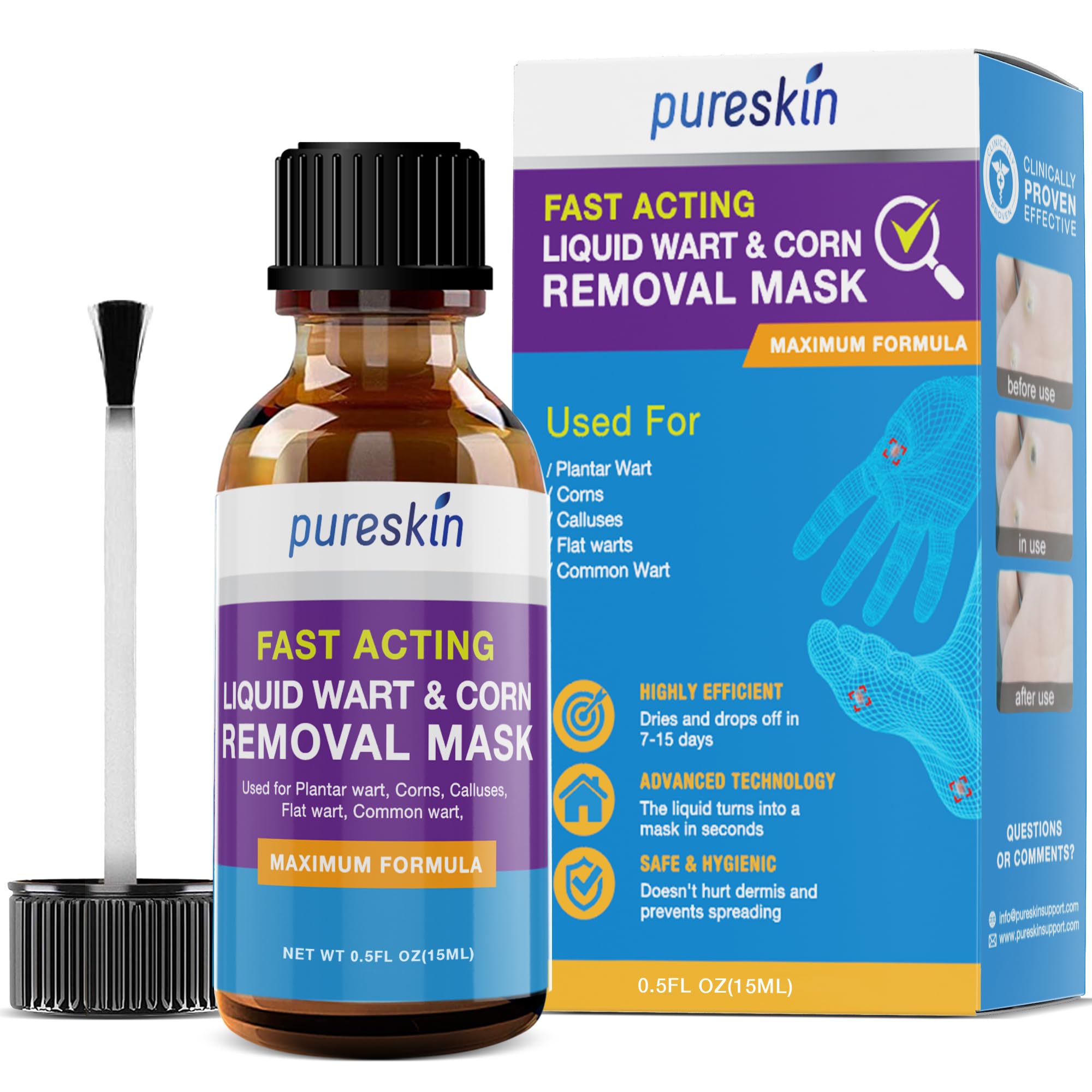 Pureskin Wart Corn Removal for Feet Salicylic Acid Plantar Wart Corn