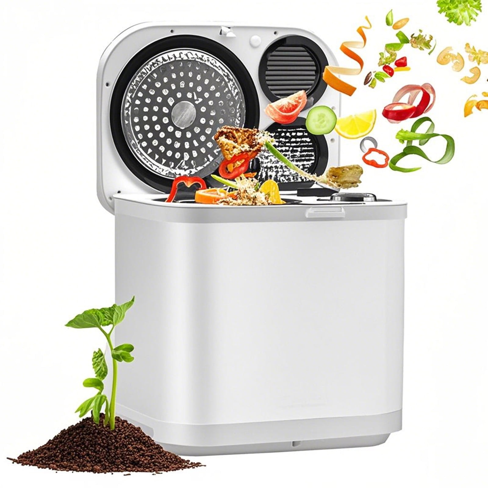 Puresky 4L Smart Electric Composter for Kitchen Compost Bin for Kitchen Food Waste, with 2 Odor-Free Carbon Filters, Removable Blades, Auto-Clean, Countertop Food Waste Compost Machine