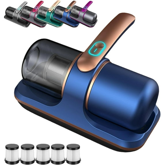 Puresleepy Dust Vacuum, 12000pa Bed Vacuum, Mattress Cleaner Machine with UV-C Light, 8,000 Vibrations Per Minute, Washable Filter (Blue)