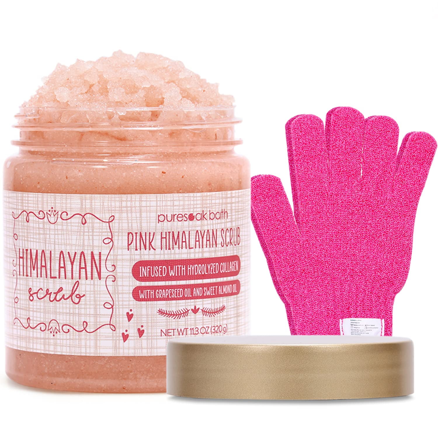 Puresoak Bath Himalayan Rose Salt Body Scrub Set f