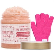 Puresoak Bath Himalayan Salt Body Scrub & Free Scrub Gloves Set for Exfoliate & Moisturize Women & Men Christmas Gifts, 11.3OZ