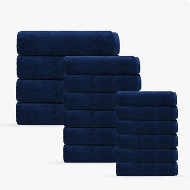 Puresoft 16 pcs Turkish Towels Set Navy