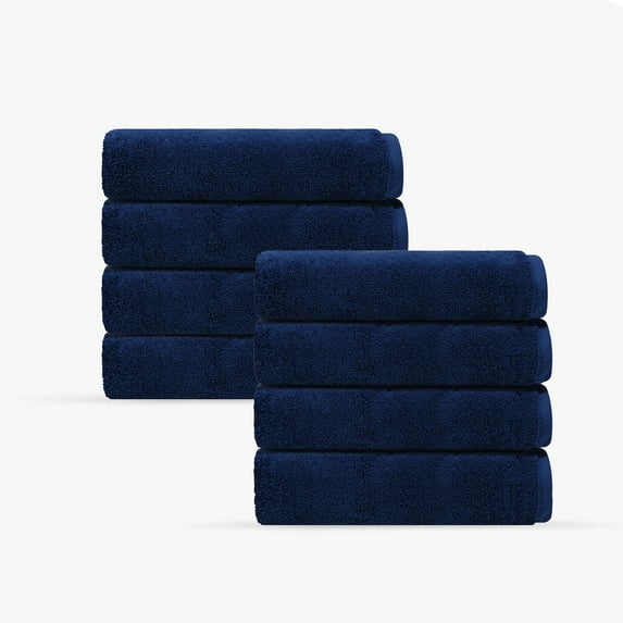 Puresoft 8 pcs Turkish Wash Towels Set Navy