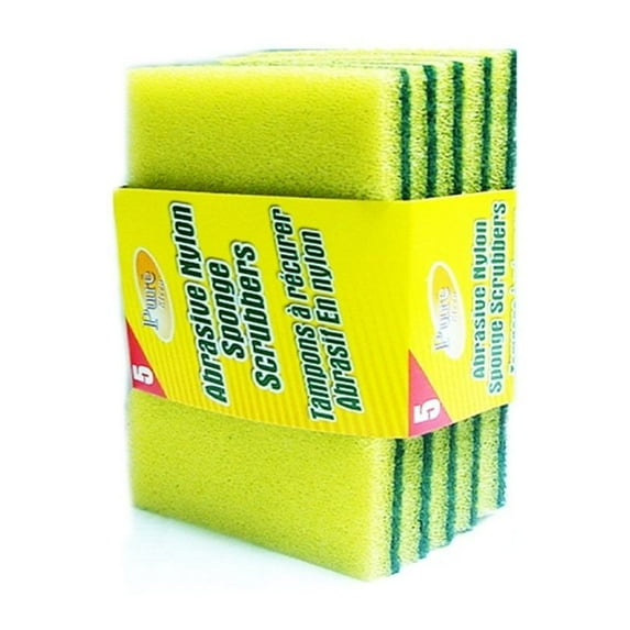 Purest-Kleen Abrasive Nylon Sponge Scrubbers Pack of 3 Five-in-One Cleaning Tools
