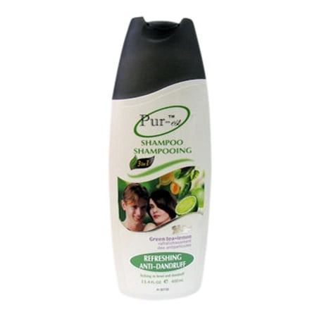Purest Anti-Dandruff Shampoo Pack of 3 Green Tea Lemon 400ml Refreshing Formula