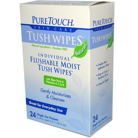 Puretouch Tush Wipes Flushable - 24 Wipes