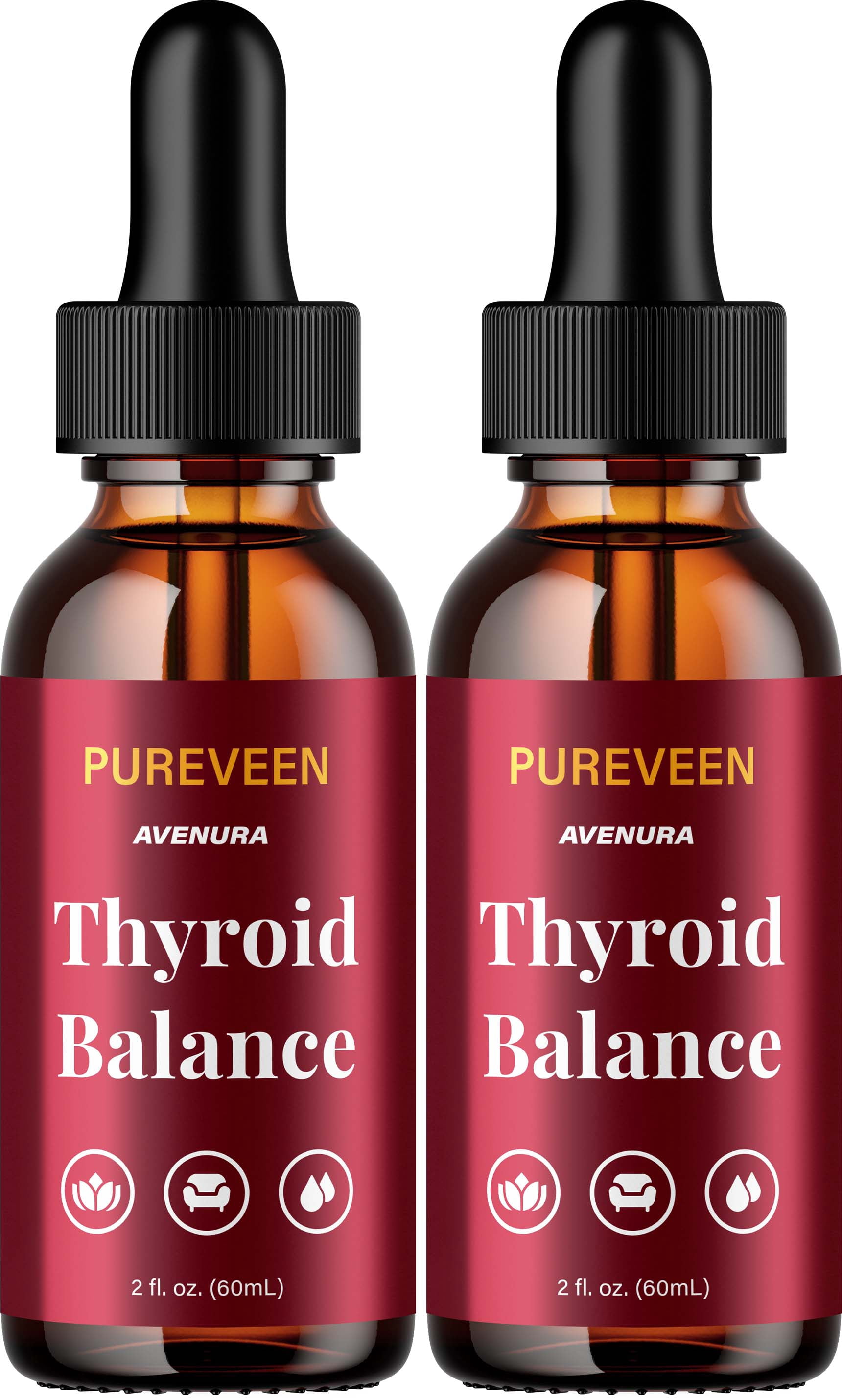 Pureveen Liquid Drops – Pure Veen Drops Extra Strength Natural Blend Thyroid Balance Advanced Formula, 2 Pack, 2 Month Supply