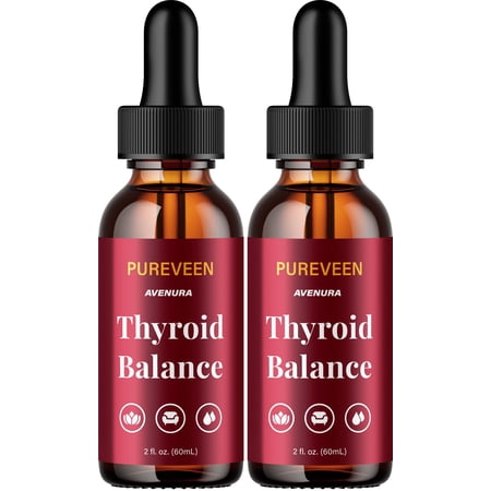 Pureveen Liquid Drops – Pure Veen Drops Extra Strength Natural Blend Thyroid Balance Advanced Formula, 2 Pack, 2 Month Supply
