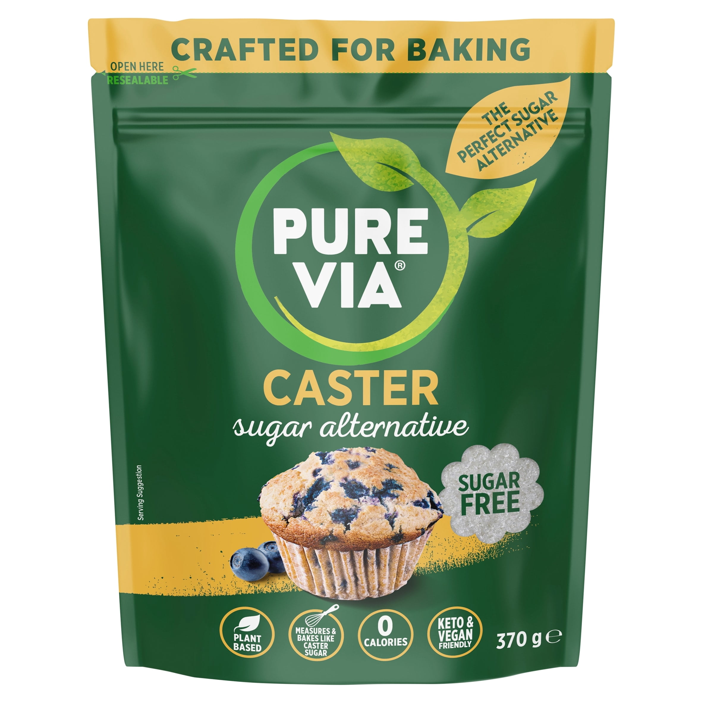 Purevia Caster Sugar Alternative 370G, Imported from Britain