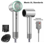 Purevigil High-Speed Hair Dryer, 150,000 RPM Brushless Motor Ionic Blow Dryer with Diffuser & Styling Nozzle, Fast Drying & Low Noise, Gray