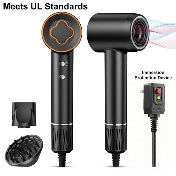 Purevigil 1500W High-Speed Hair Dryer, 500 Million Negative Ions Blow Dryer,2 to 5 Minutes Fast Drying,Black