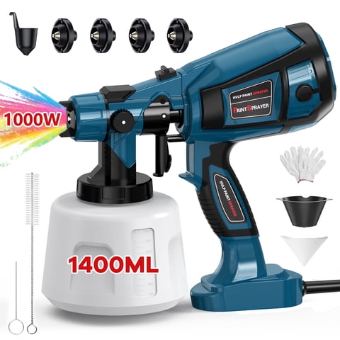 Purevigil Paint Sprayer 1000W HVLP High Power Electric Spray Paint Gun 1400ml High Capacity Container Easy to Clean for Home Interior, House Painting and Exterior