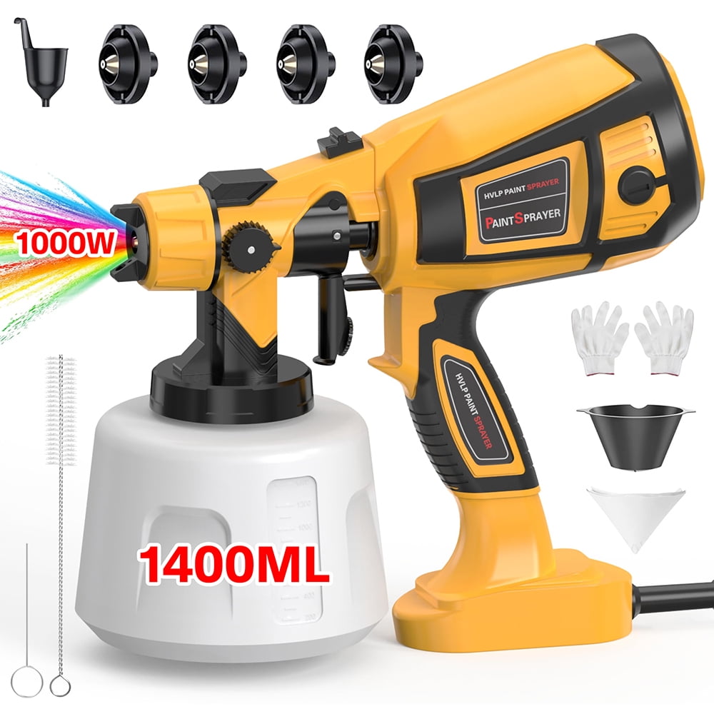 Purevigil Paint Sprayer 1000W HVLP High Power Electric Spray Paint Gun 1400ml High Capacity Container Easy to Clean for House Painting, Home Interior and Exterior