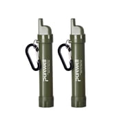 Purewell 2-Pack Portable Water Filter Straws with Compass, Whistle & Mirror, 5-Stage Survival Purifier 3,000L Total for Camping, Hiking & Bug Out Bags