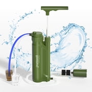 Purewell Portable Water Purifier Pump, TDS Reduction 0.0001-Micron Hand Water Filter System with 1400ml/min Fast Flow, Emergency Outdoor Filtration for Camping, Hiking, Survival Gear & Bug Out Bag